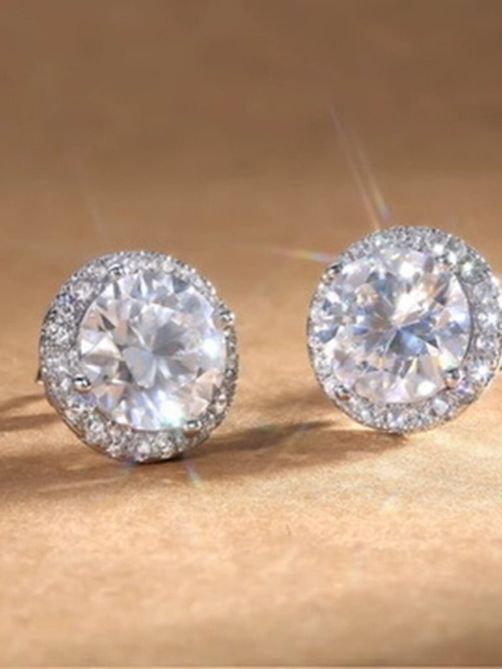 7.5mm Moissanite Silver Halo Earrings Womens GRA Certified Passes Tester VVS1
